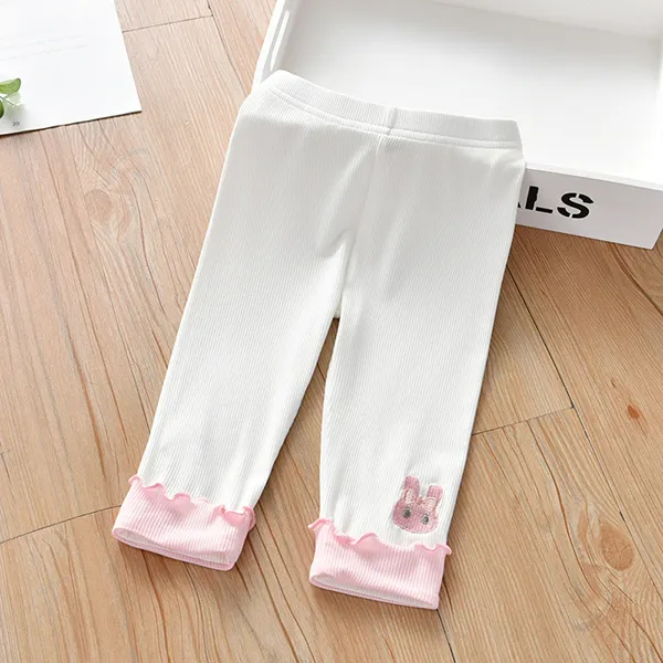 【18M-9Y】Girls Rabbit Embroidered Cropped Leggings - Popopiestyle.com 