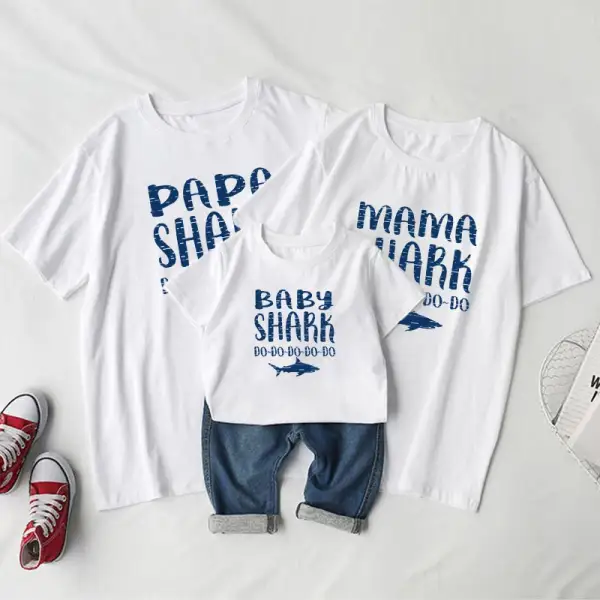 Casual Letter Print Round Neck Short-Sleeved T-Shirt Family Matching Outfits - Popopiestyle.com 