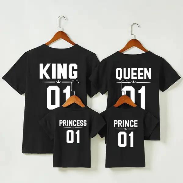 Casual Letter Print Round Neck Short-Sleeved T-Shirt Family Matching Outfits - Popopiestyle.com 