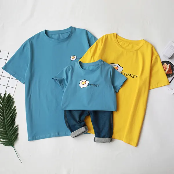 Casual Cartoon Pattern Short Sleeve Family Matching Outfits - Popopiestyle.com 