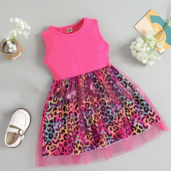 【12M-5Y】Girls Mesh One-piece Leopard Print Dress - Popopiestyle.com 