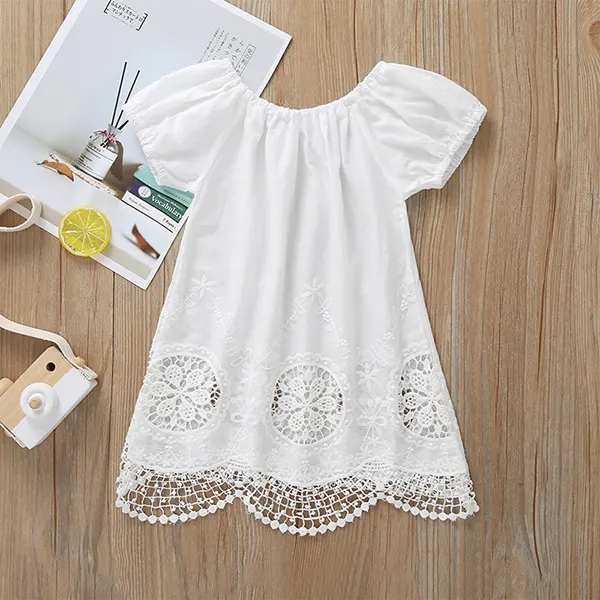 Girls' Solid Color Embroidered Dress - Popopiestyle.com 