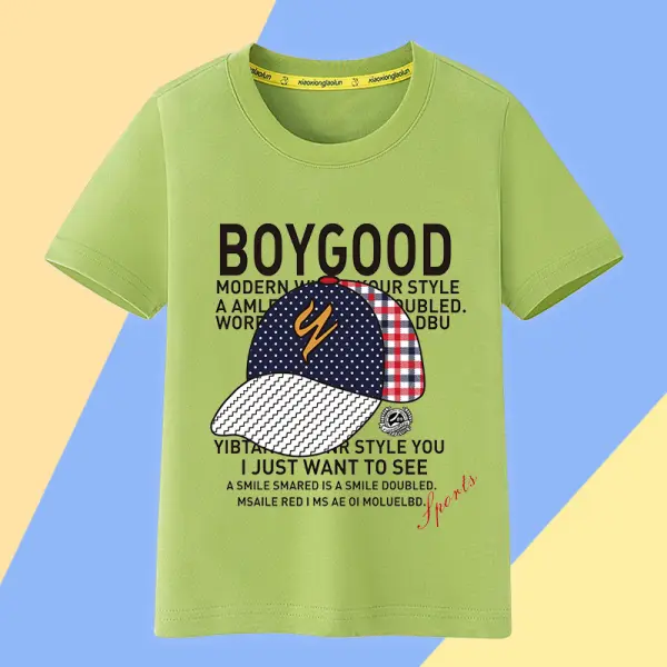 Boys Letter Print Short Sleeve T-shirt - Popopiestyle.com 