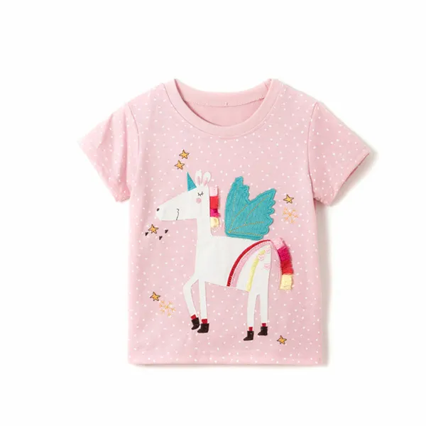 Girls Cute Pony Decoration Trend Short Sleeve T-shirt - Popopiestyle.com 