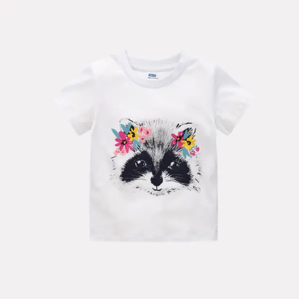 【12M-7Y】Girls Cartoon Print Short Sleeve T-shirt - Popopiestyle.com 