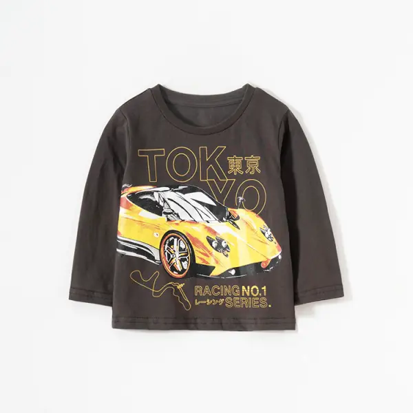 【18M-9Y】Boys Letter Cartoon Print Long Sleeve T-shirt - Popopiestyle.com 