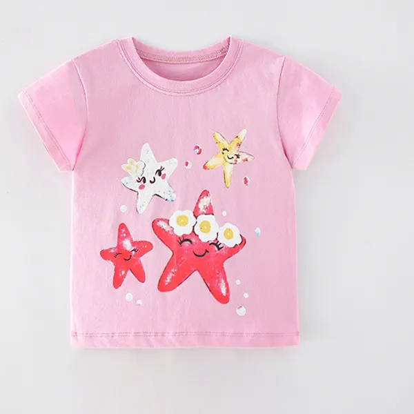 【18M-9Y】Girls Cartoon Print Short Sleeve T-shirt - Popopiestyle.com 