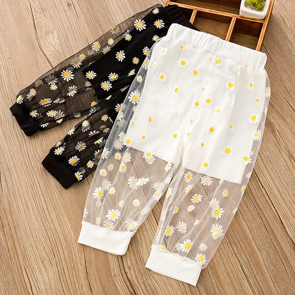 【18M-7Y】Girls Daisy Print Mesh Pants - Popopiestyle.com 