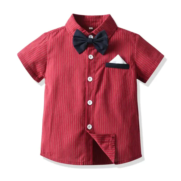 【12M-7Y】Boys' Cotton Striped Short-sleeved Shirts - Popopiestyle.com 