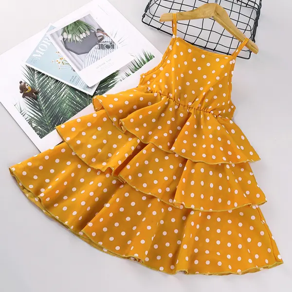 【3Y-13Y】Girls' Polka Dot Sleeveless Dress - Popopiestyle.com 