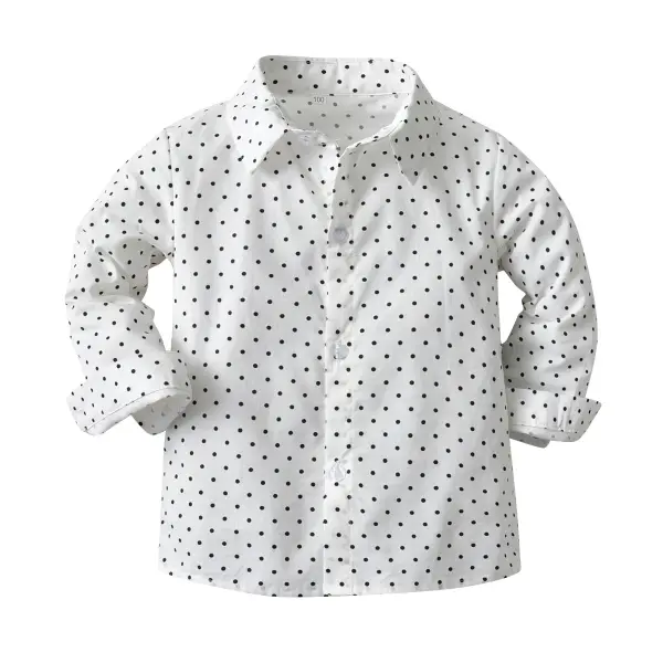 【12M-9Y】Boys Polka Dot Long-sleeved Shirt - Popopiestyle.com 