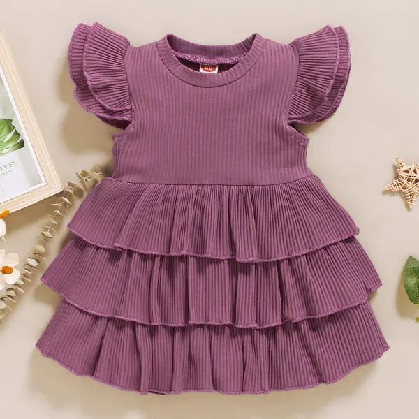 【6M-2.5Y】Cute Round Neck Ruffle Dress - Popopiestyle.com 