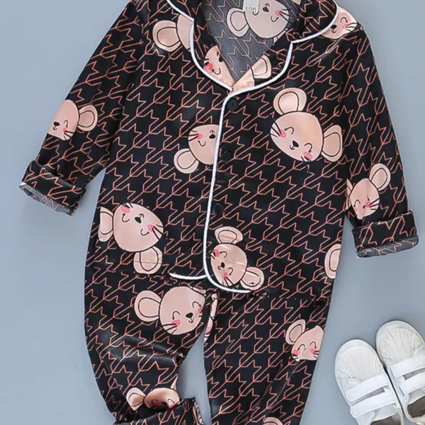 【12M-4Y】Boys Cartoon Print Long-sleeved Home Service Two-piece Suit - Popopiestyle.com 