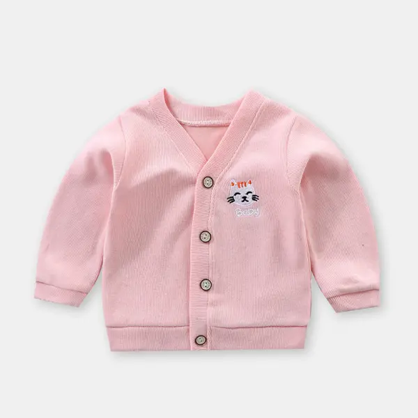 【12M-7Y】Kid Sweater V-neck Cardigan Jacket - Popopiearab.com 