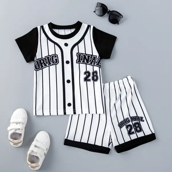 Boys baseball uniform short sleeve two-piece suit - Popopiestyle.com 