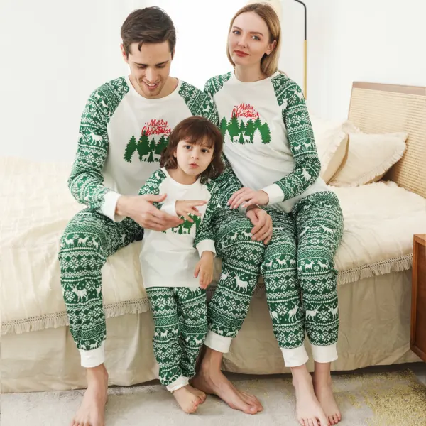 Christmas Printed Green Family Matching Pajamas - Popopiestyle.com 