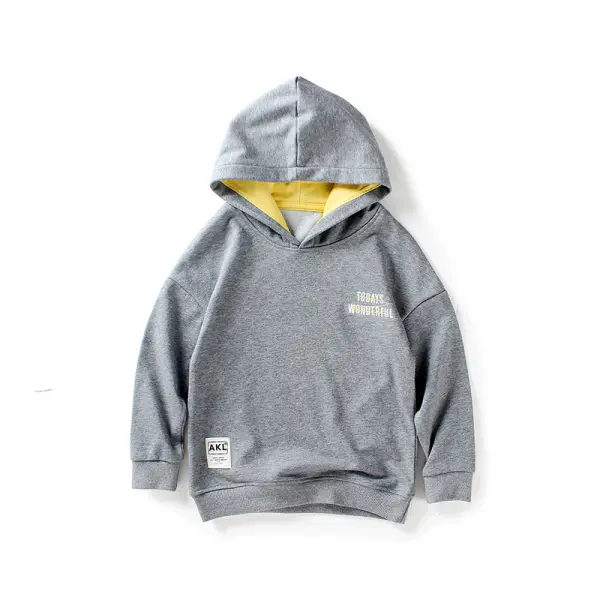 Boys Letter Print Long Sleeve Hoodie - Popopiestyle.com 