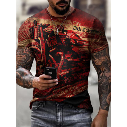 Designer retro motorcyclist print T-shirt