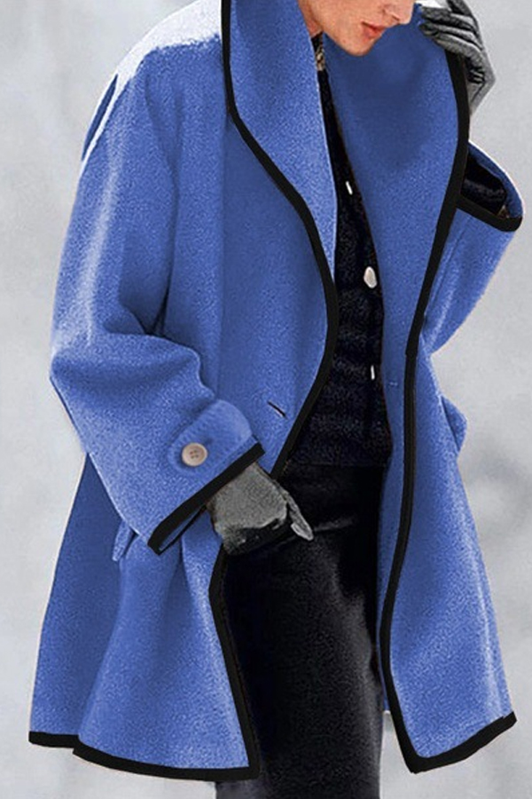 Fashion Multicolor Round Neck Loose Woolen Coat