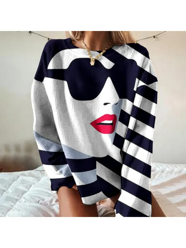 Sweatshirt mit modischem Kunstdruck - Funluc.com 
