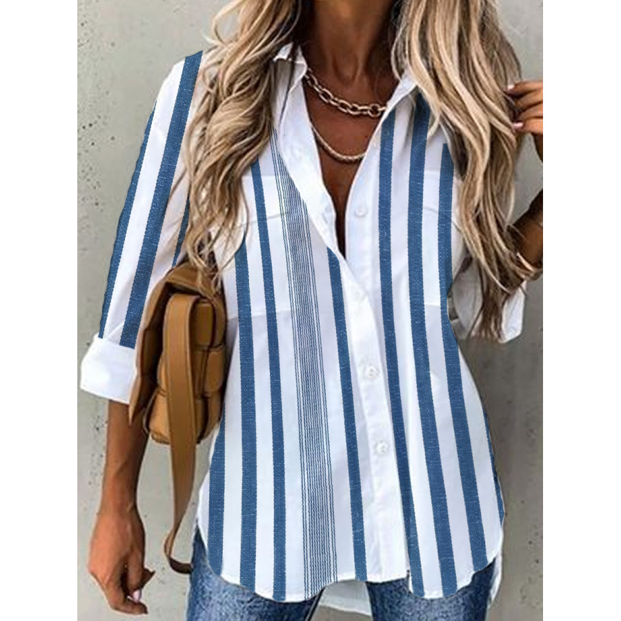 

Striped Printed Casual Loose Long Sleeve Blouse