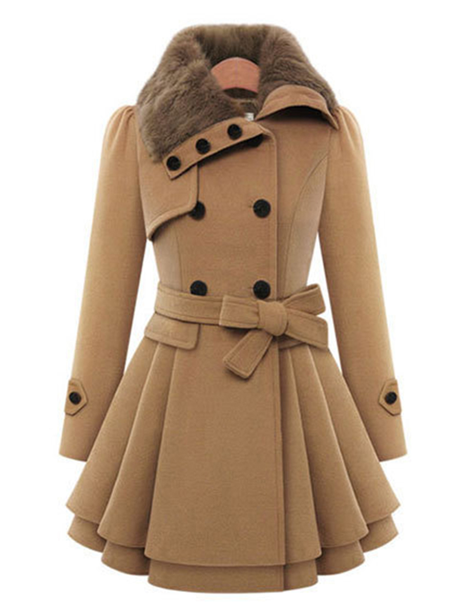 Fold Over Collar Plain Coat