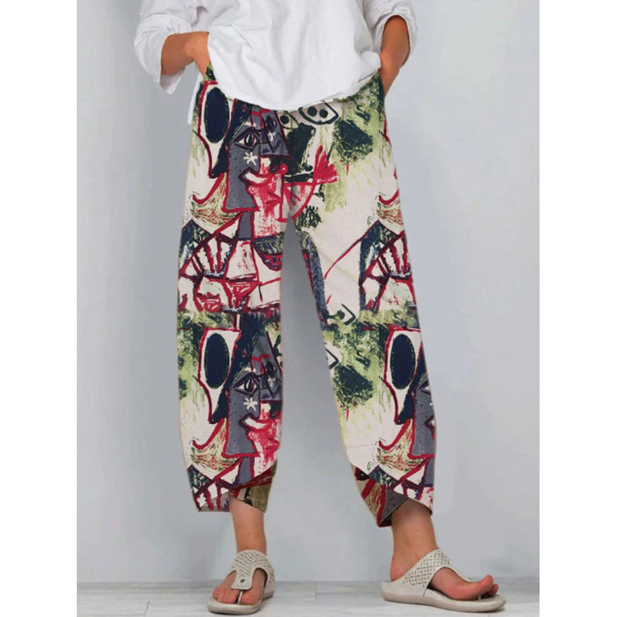 

Loose Printed Elastic Waist Pants
