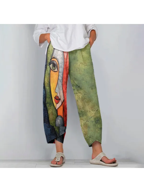 Fashion Art Print Stitching Pants - Funluc.com 