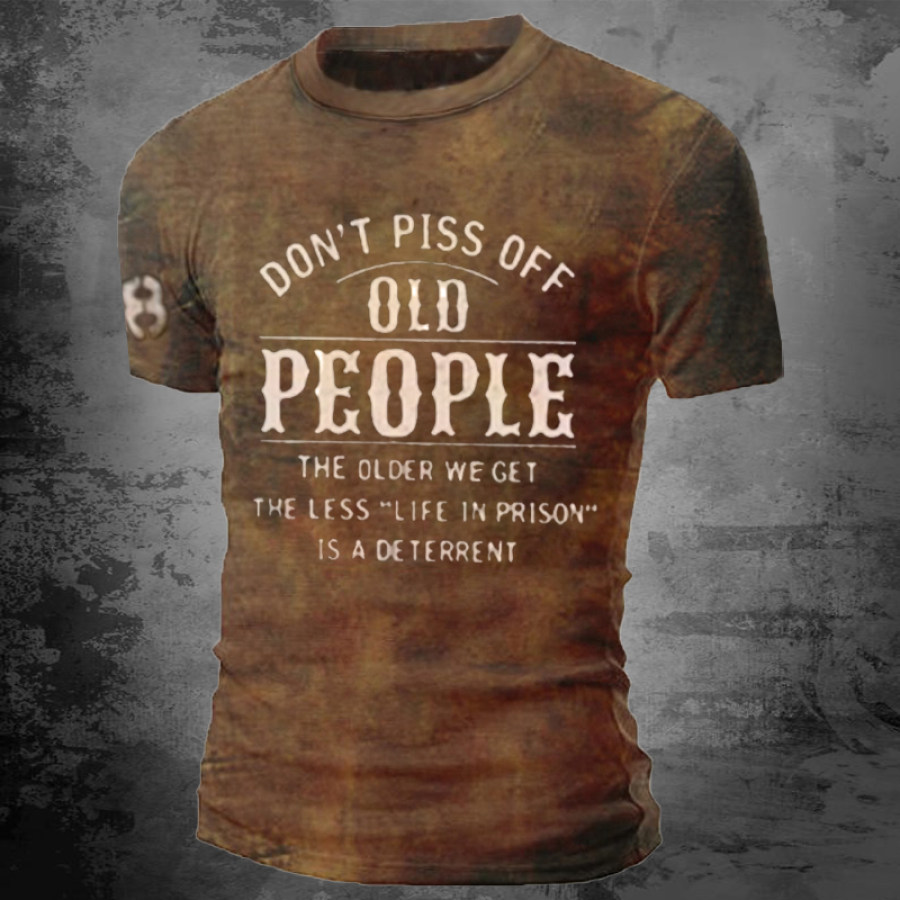 

Men's retro casual letter print T-shirt