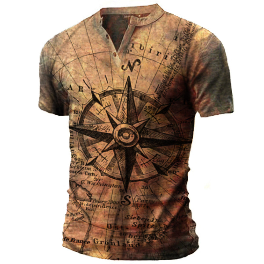 

Men's map print quick-drying short-sleeved T-shirt