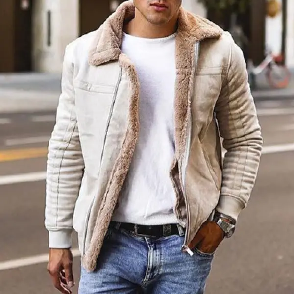Mens matte velvet plain composite leather jacket - Woolmind.com 