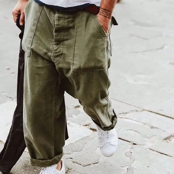 pantalones sueltos de color liso para hombre casual - Woolmind.com 