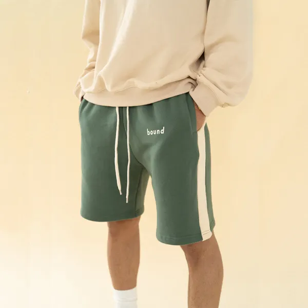 pantalones de jogging a rayas verdes pantalones cortos deportivos casuales de moda - Faciway.com 