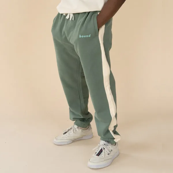 pantalones de chándal a rayas verdes pantalones deportivos casuales de moda - Faciway.com 
