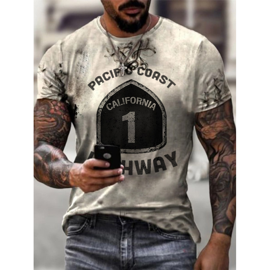 

Mens Retro California State Route 1 Printed T-shirt