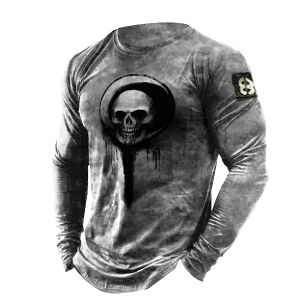 Men's Casual Skull Printed Outdoor Tactical Retro T-shirts - Woolmind.com 