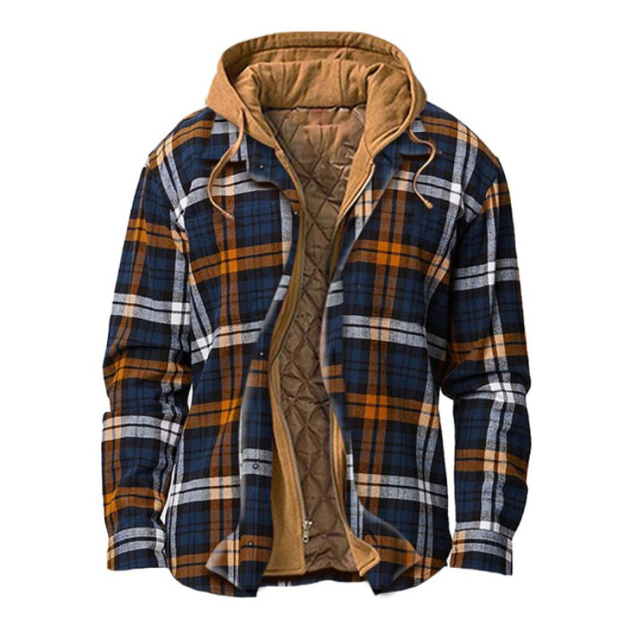 

Men's Lumberjack Thick Flannel Sherpa Lined Plaid Hooded Shirt Casual Jacket