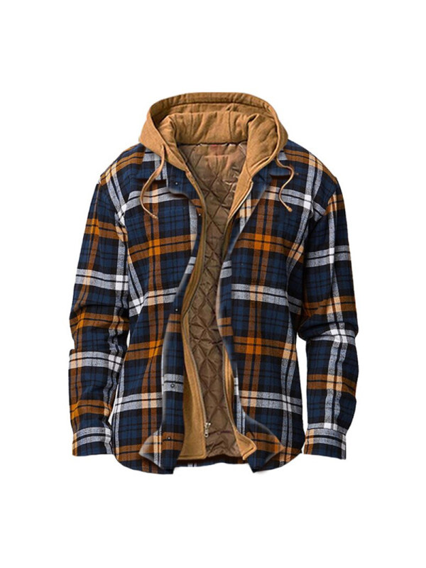 Mens Winter Plaid Thick Casual Jacket