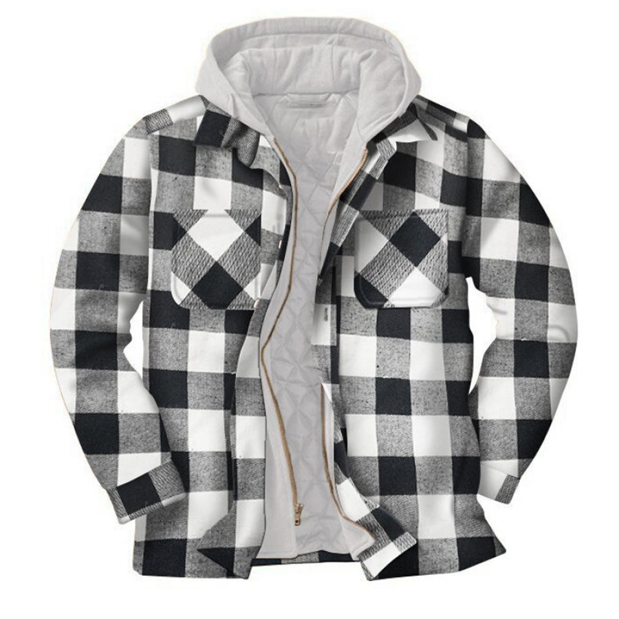 

Mens Winter Plaid Thick Casual Jacket