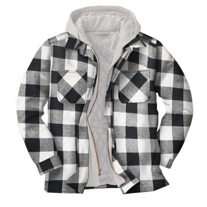 Mens Winter Plaid Thick Casual Jacket