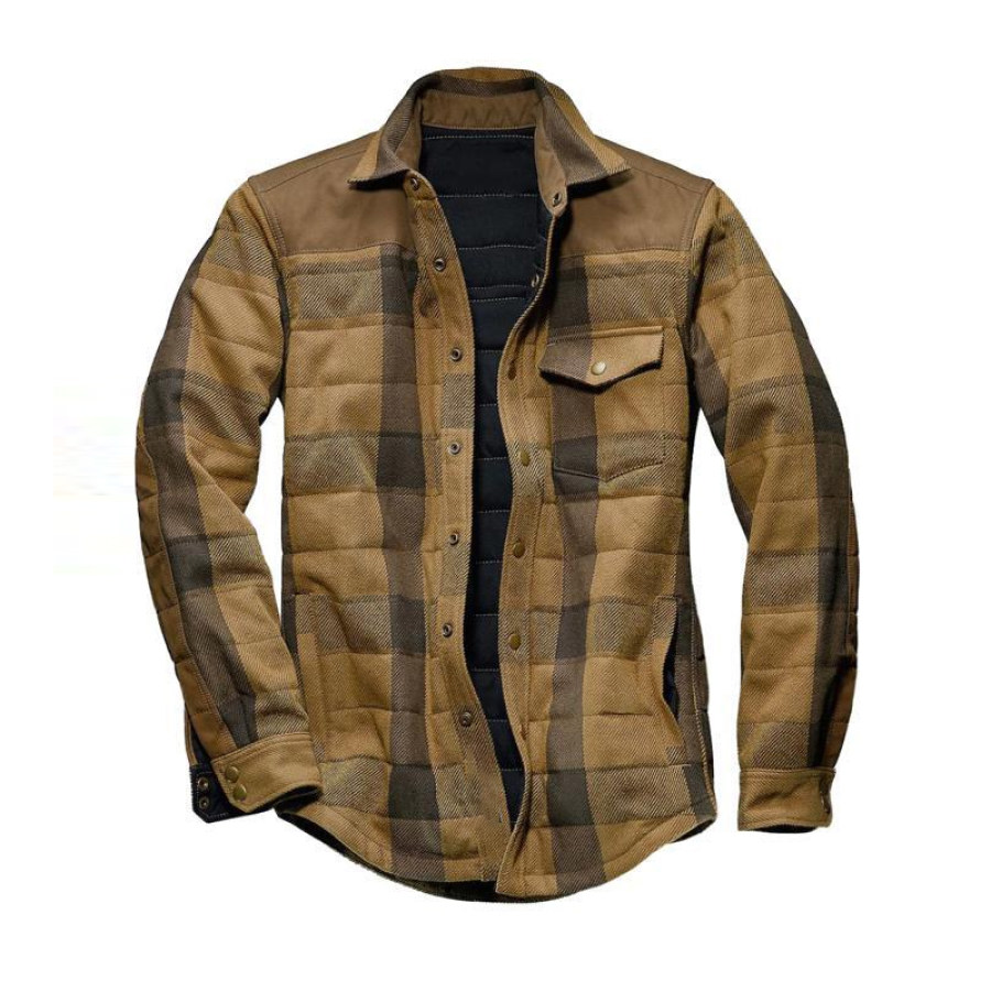 

Mens Plaid Thick Woolen Casual Jacket