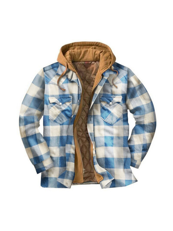 Mens Winter Plaid Thick Casual Jacket