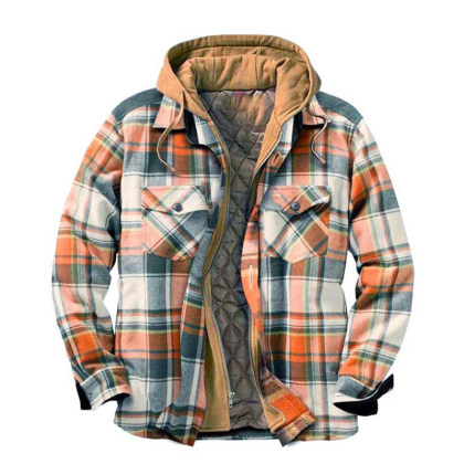 Jaqueta Casual Masculina De Xadrez De Inverno Grosso