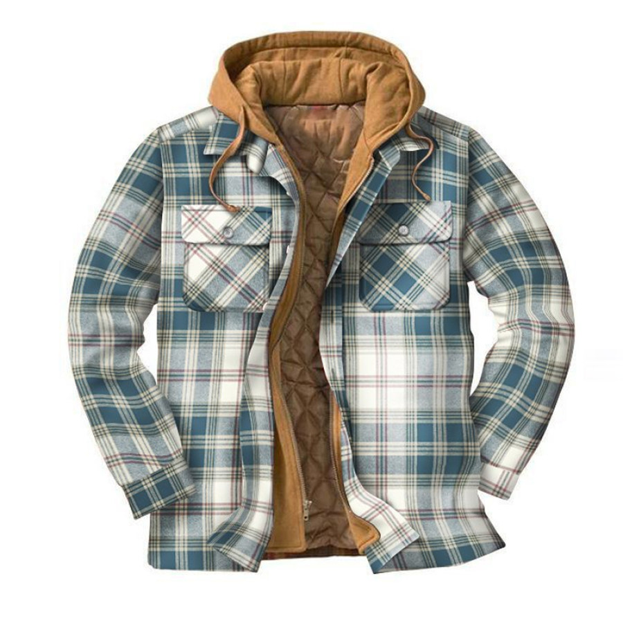 

Mens Winter Plaid Thick Casual Jacket