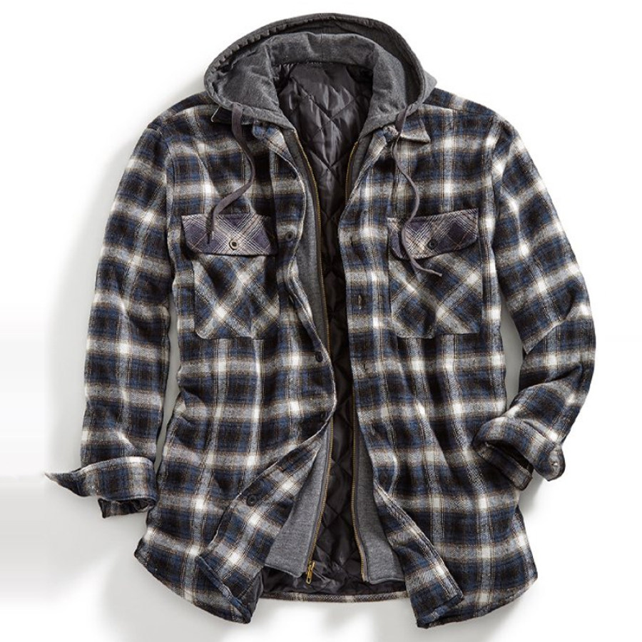 

Mens Winter Plaid Thick Casual Jacket