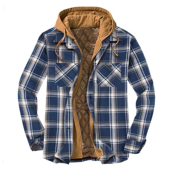 Mens Winter Plaid Thick Casual Jacket - Woolmind.com 