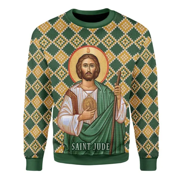 Men's Saint Jude The Apostle Ugly Christmas Sweatshirt - Woolmind.com 