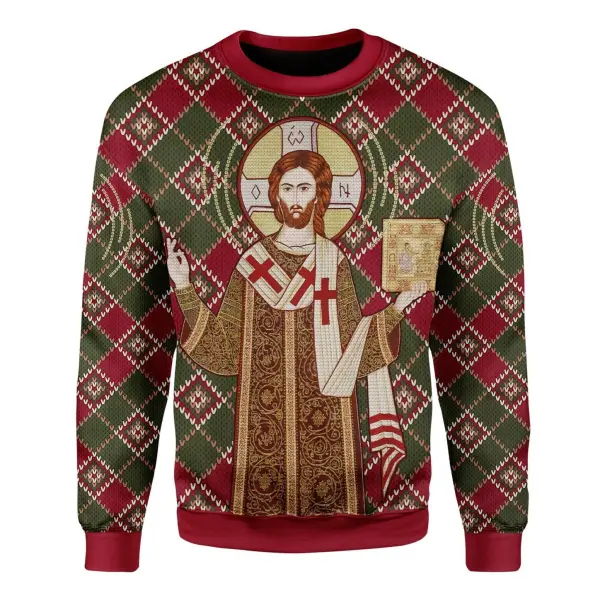 男性の正教会のキリスト教醜いクリスマススウェットシャツ - Woolmind.com 