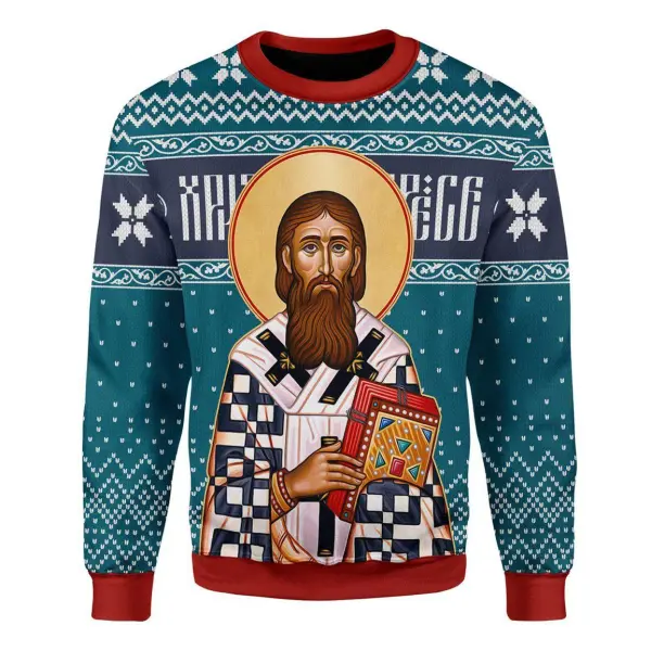 Men's Saint Sava Ugly Christmas Sweatshirt - Woolmind.com 