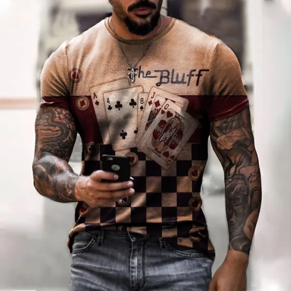 New Mens Retro Poker Print Casual T-Shirt - Styletaken.chimpone.com 